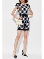 Flowering Girl Women button-embellished plaid texture mini dress