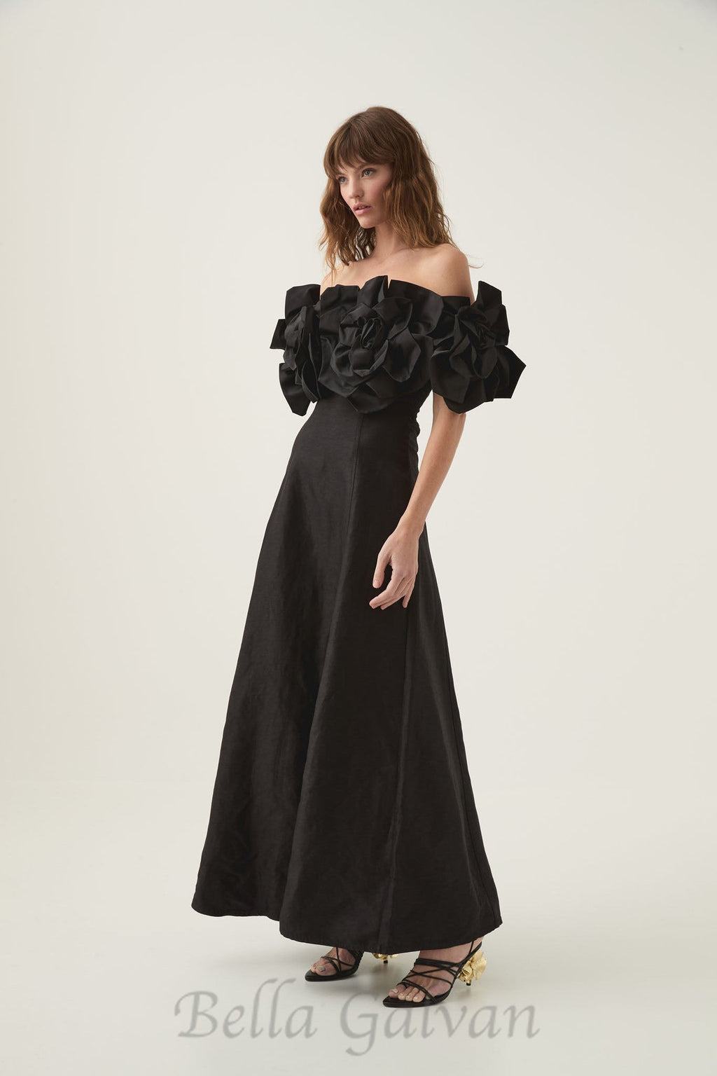 Flowering Girl Women Etta flower strapless midi dress in black