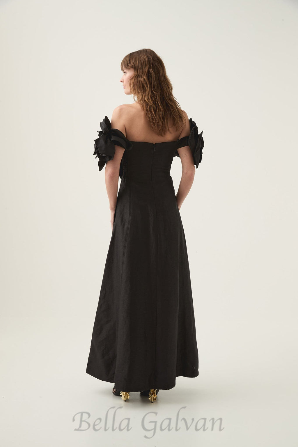 Flowering Girl Women Etta flower strapless midi dress in black