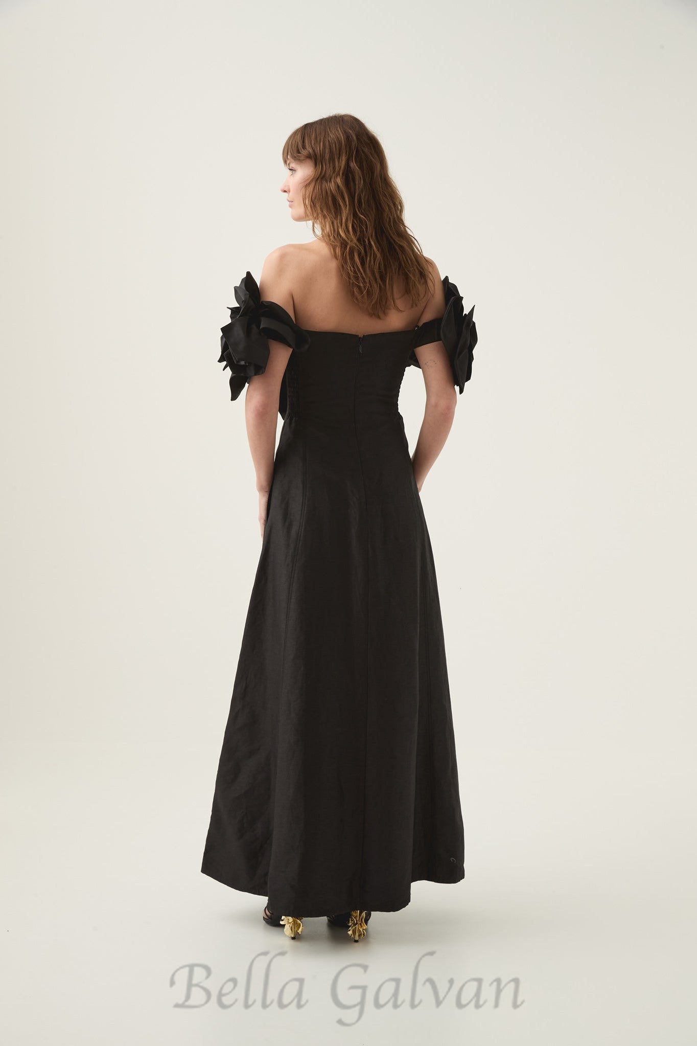 Flowering Girl Women Etta flower strapless midi dress in black