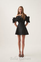 Flowering Girl Women Etta flower strapless mini dress in black