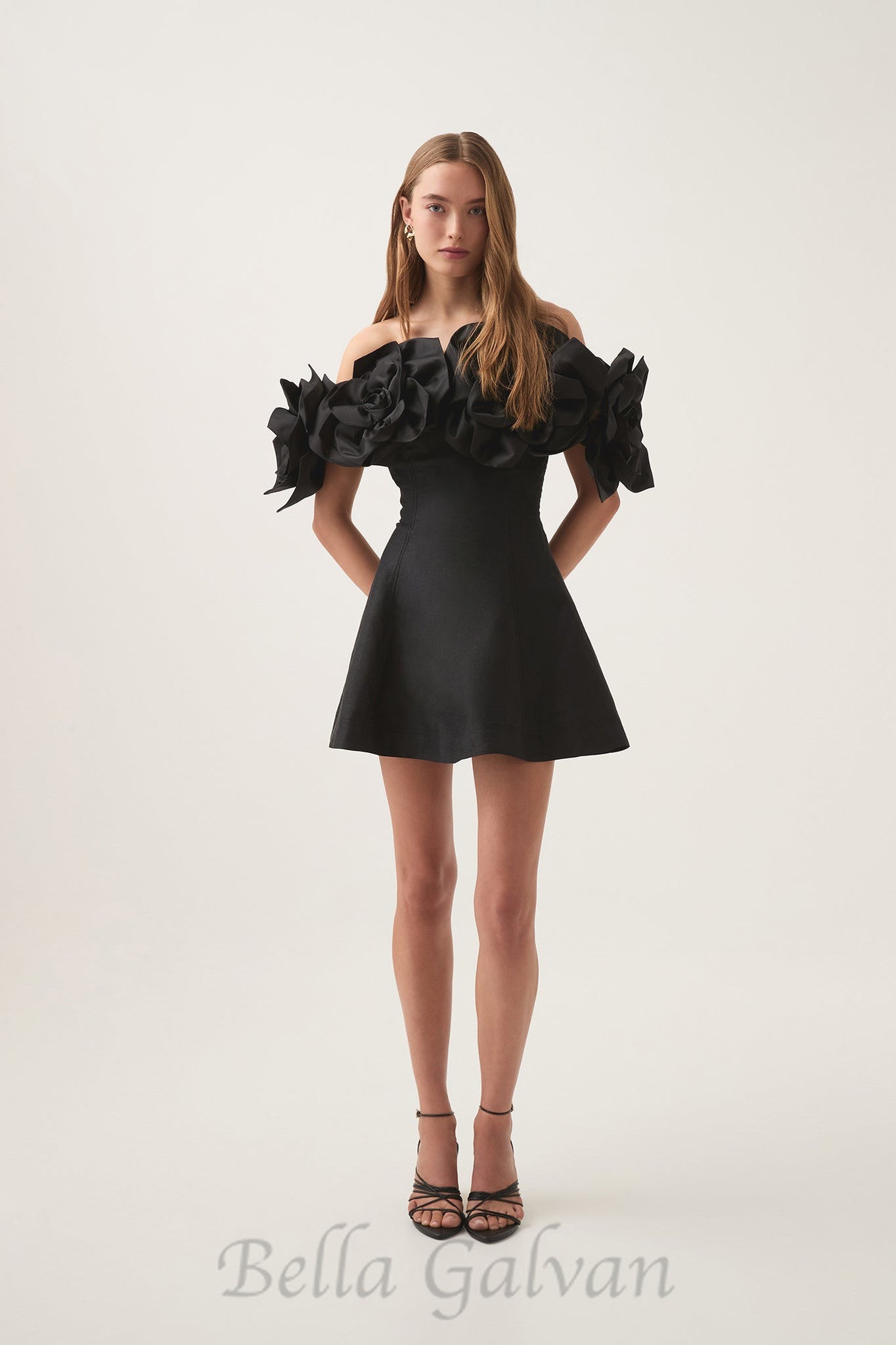 Flowering Girl Women Etta flower strapless mini dress in black