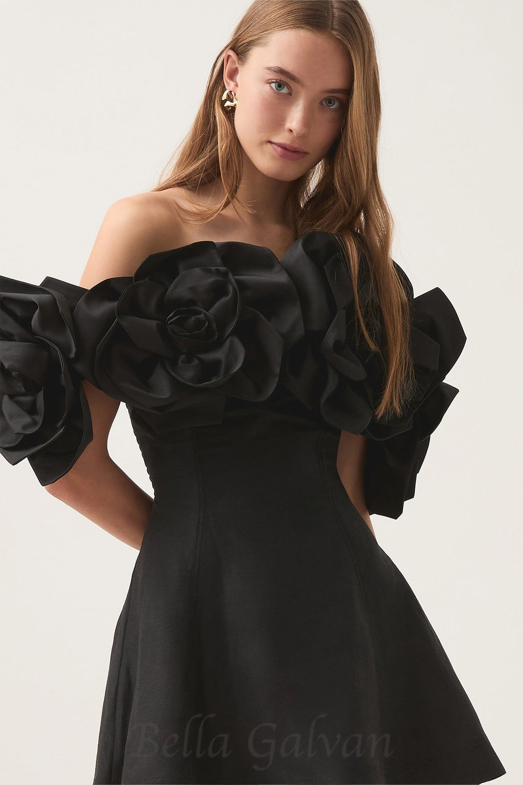 Flowering Girl Women Etta flower strapless mini dress in black