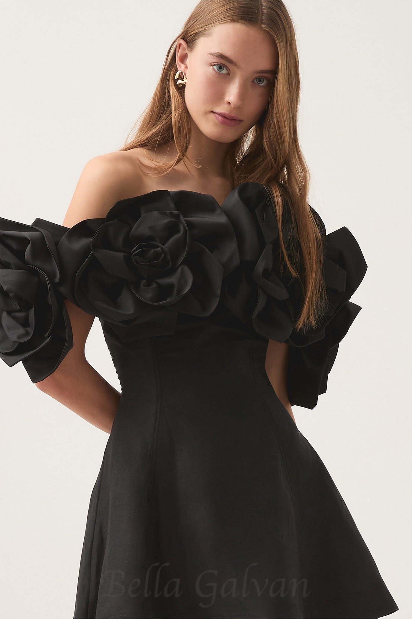Flowering Girl Women Etta flower strapless mini dress in black