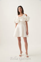 Flowering Girl Women Etta flower strapless mini dress in ivory