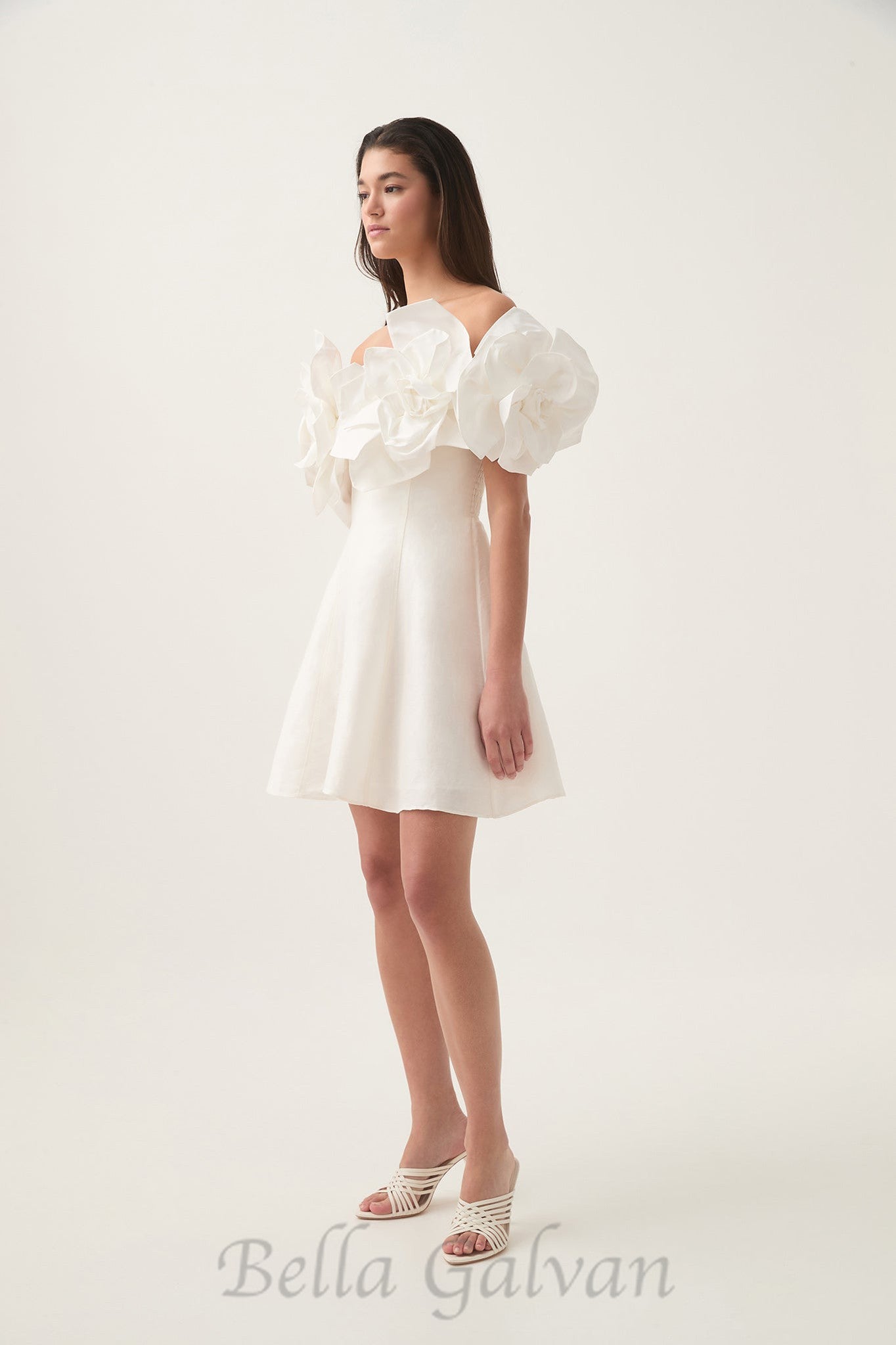 Flowering Girl Women Etta flower strapless mini dress in ivory