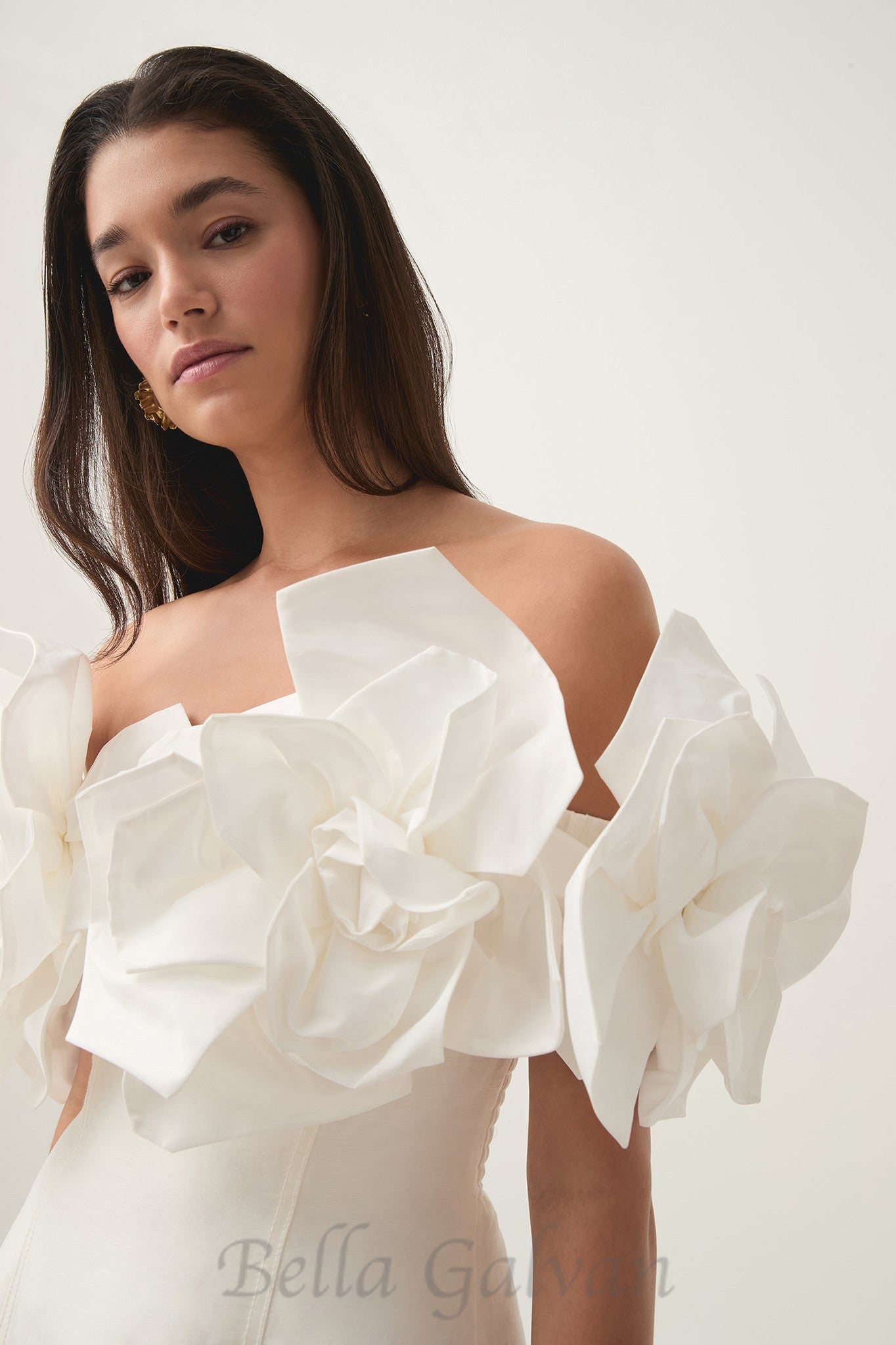 Flowering Girl Women Etta flower strapless mini dress in ivory