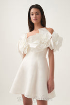 Flowering Girl Women Etta flower strapless mini dress in ivory