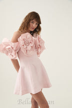 Flowering Girl Women Etta flower strapless mini dress in pink