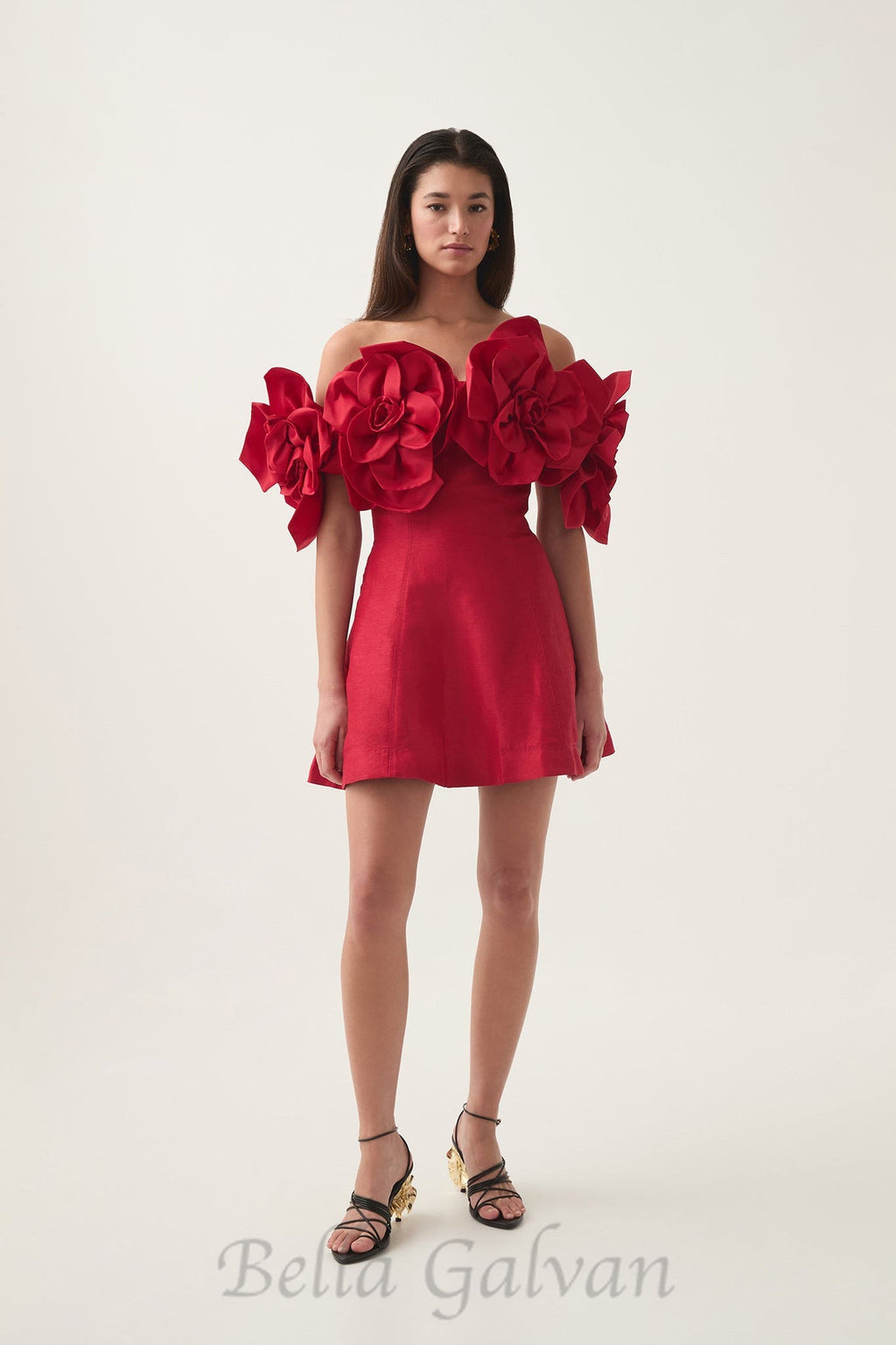 Flowering Girl Women Etta flower strapless mini dress in red