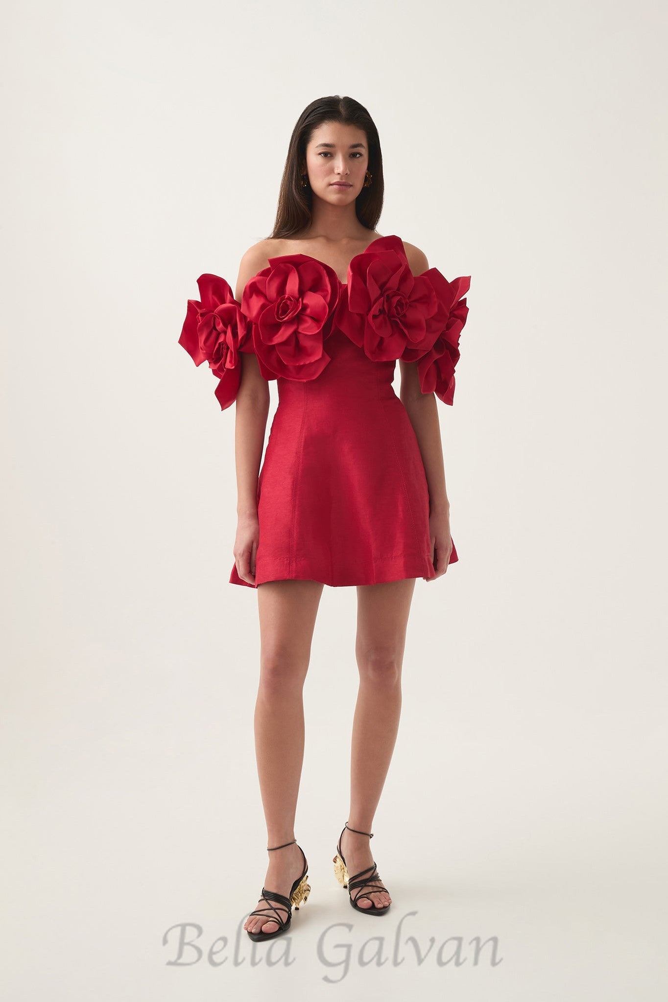 Flowering Girl Women Etta flower strapless mini dress in red