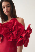 Flowering Girl Women Etta flower strapless mini dress in red