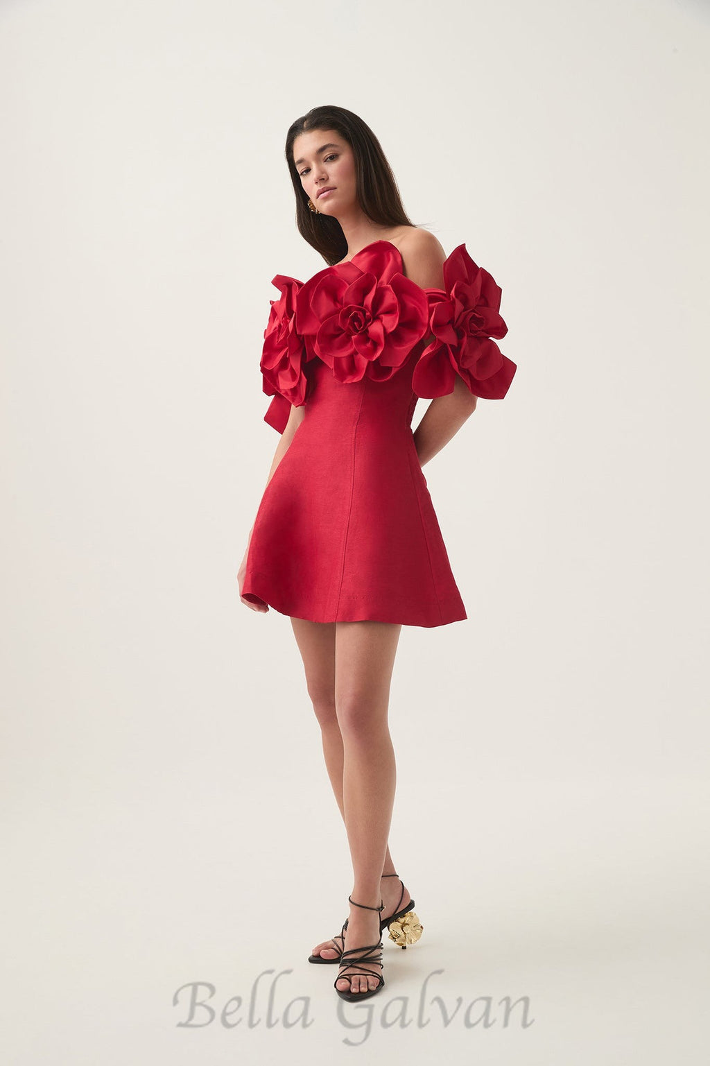 Flowering Girl Women Etta flower strapless mini dress in red