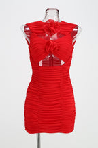 Flowering Girl Women Cutout Floral Mini Dresses In Red