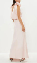 Flowering Girl Women Petite Shoulder Detail Cowl Back Maxi Dress