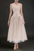 Alani Apricot Lace Mermaid Spaghetti Strap Tulle Dress