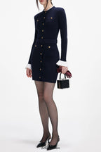clementine Navy Viscose Knit Mini Dress