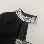 Flowering Girl Women crystal embellished One-Sleeve Cut-Out Maxi Dress in black