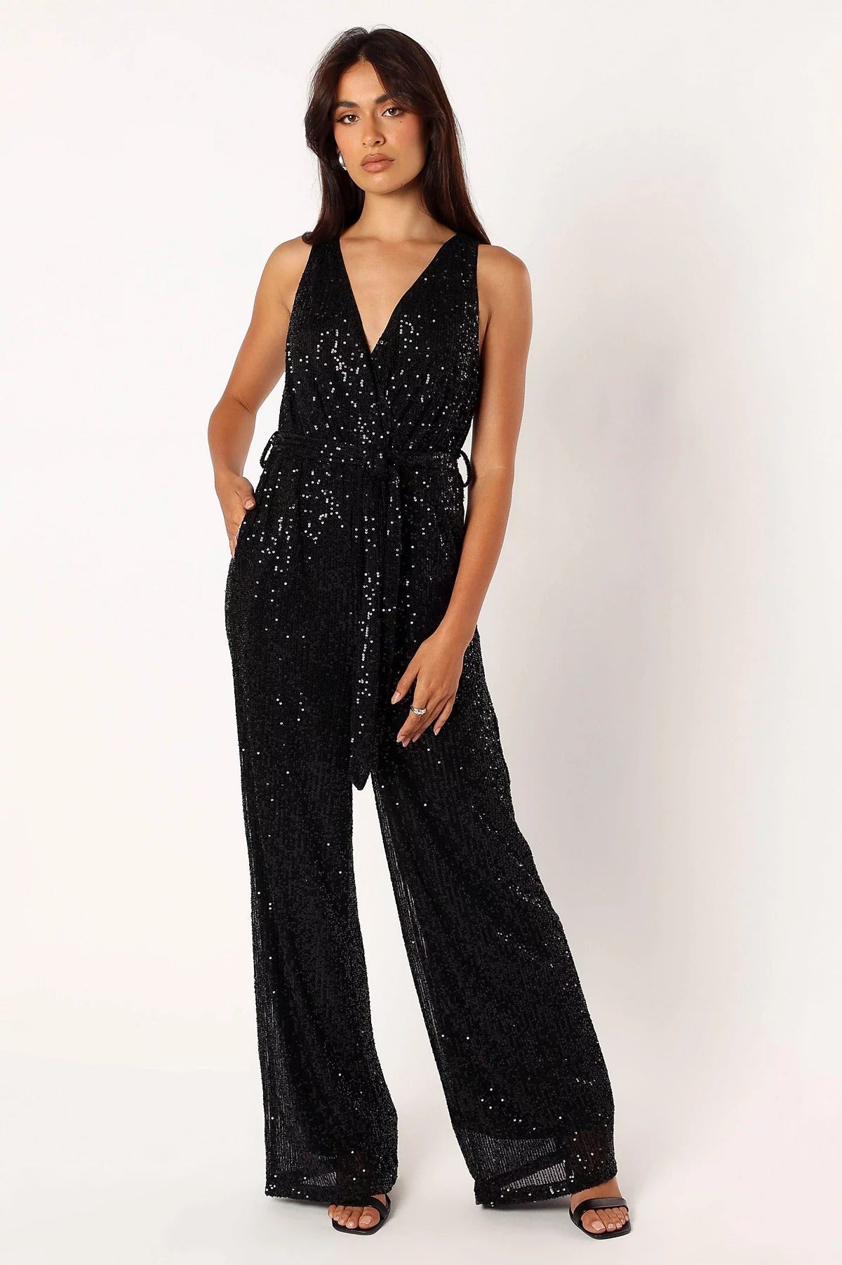 Flowering Girl Women Katherine Sequin Jumpsuit – Black
