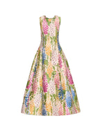 zenobia colorful print Jacquard sleeveless maxi Dress