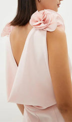 Flowering Girl Women Petite Shoulder Detail Cowl Back Maxi Dress