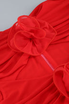 Flowering Girl Women Cutout Floral Mini Dresses In Red