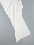 Flowering Girl Women Rose Details High Sut Maxi Dress in gold white