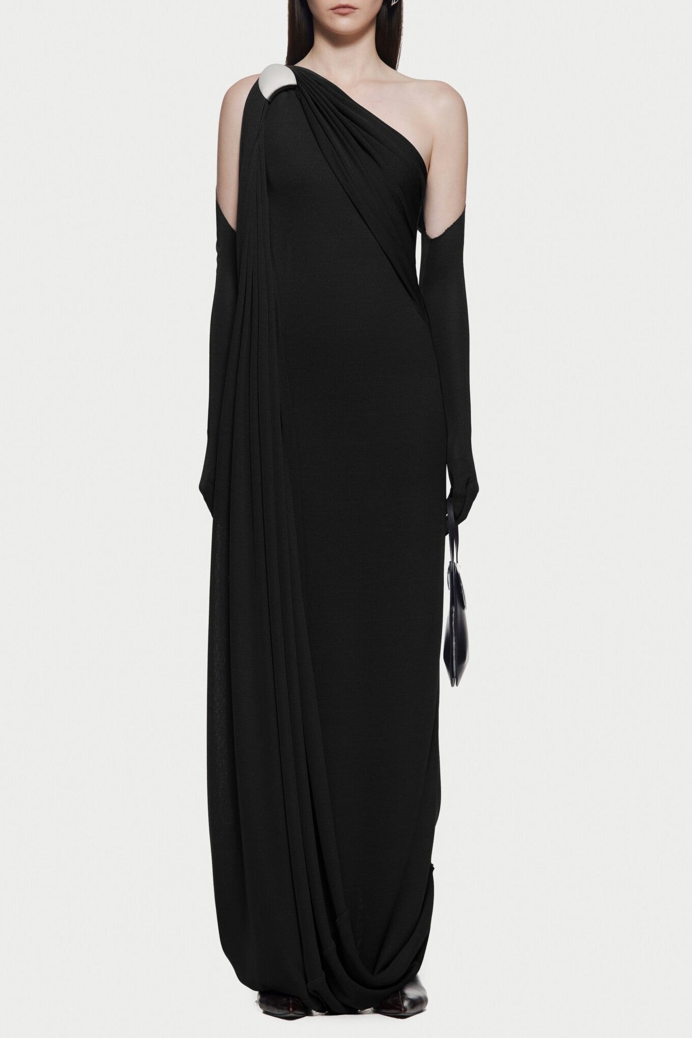 Flowering Girl Women Xaviera One-Shoulder Pleated Backless Maxi Dress In Black