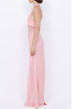 Tiffany Pink Mesh Lace Halter Maxi Dress