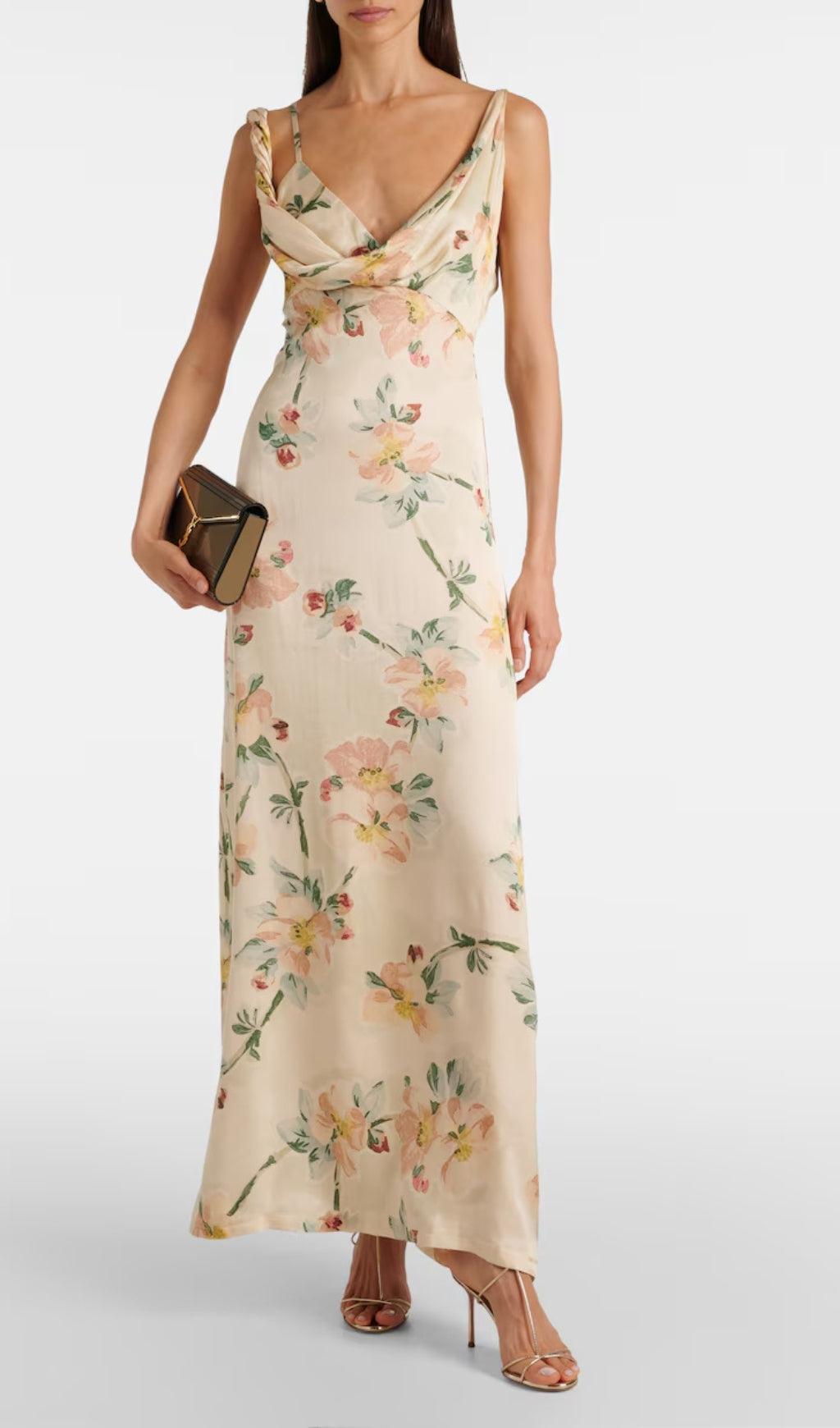 Flowering Girl Women FLORAL DRAPED MAXI DRESS
