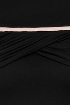 megan ruched Knit patchwork maxi dress in black