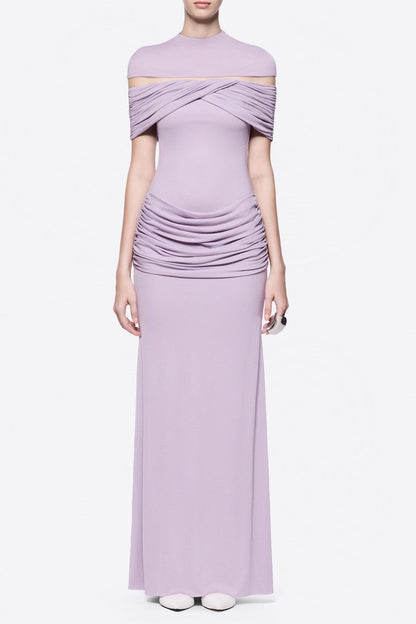 megan ruched Knit patchwork maxi dress in Purple