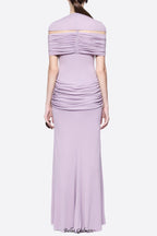 megan ruched Knit patchwork maxi dress in Purple