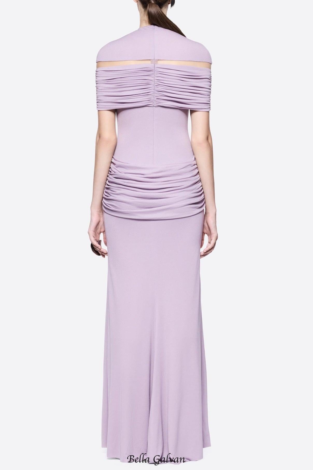 megan ruched Knit patchwork maxi dress in Purple