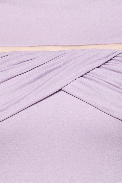megan ruched Knit patchwork maxi dress in Purple