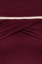 Megan Ruched Knit Patchwork Maxi Dress In Sangria Red