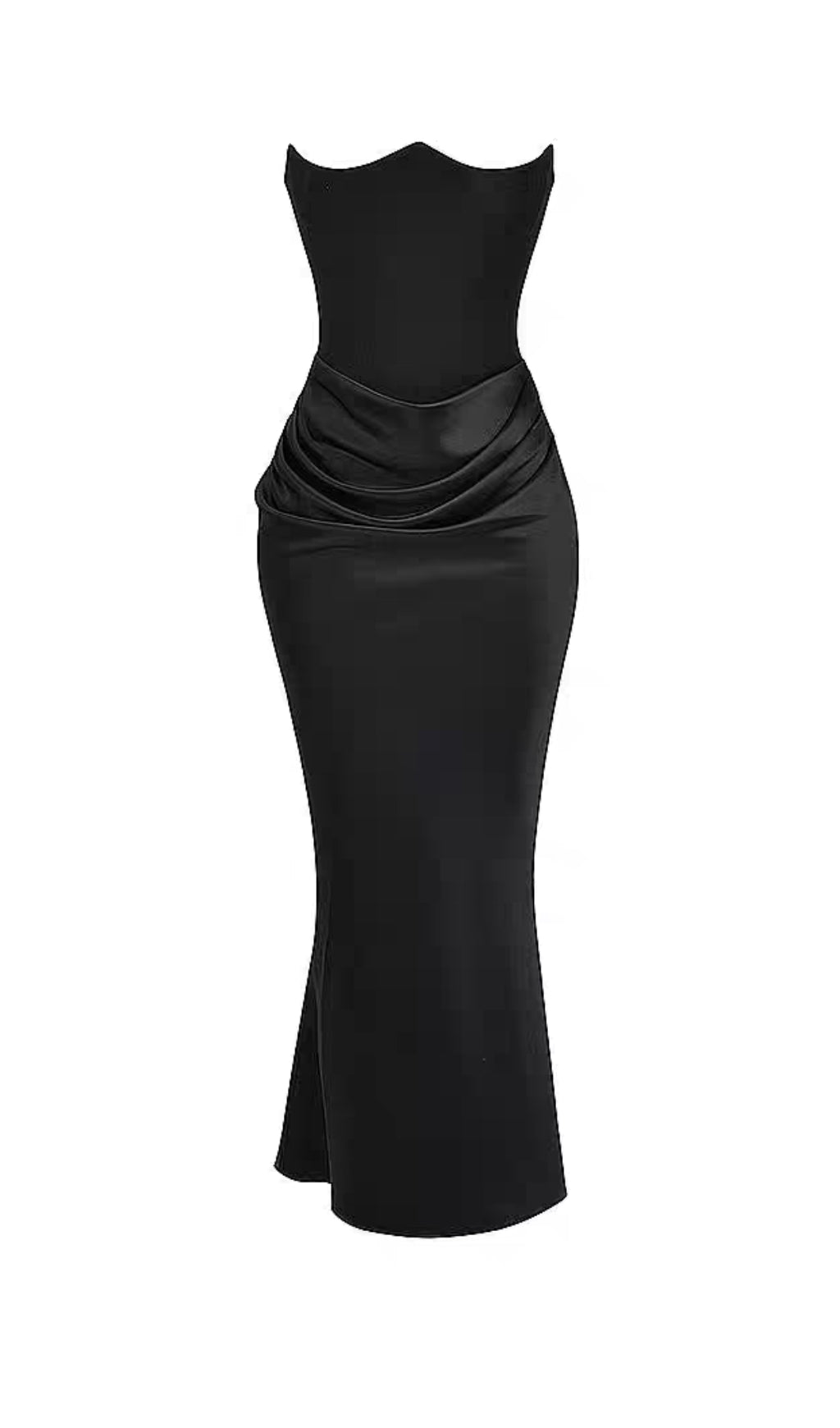 Flowering Girl Women velvet strapless corset maxi dress in black