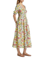 tobey Ischia Floral Smocked Midi Dress