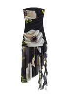 Flowering Girl Women Strapless Printed Tulle Midi Dress