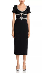 Flowering Girl Women Crepe Diamante Midi Dress