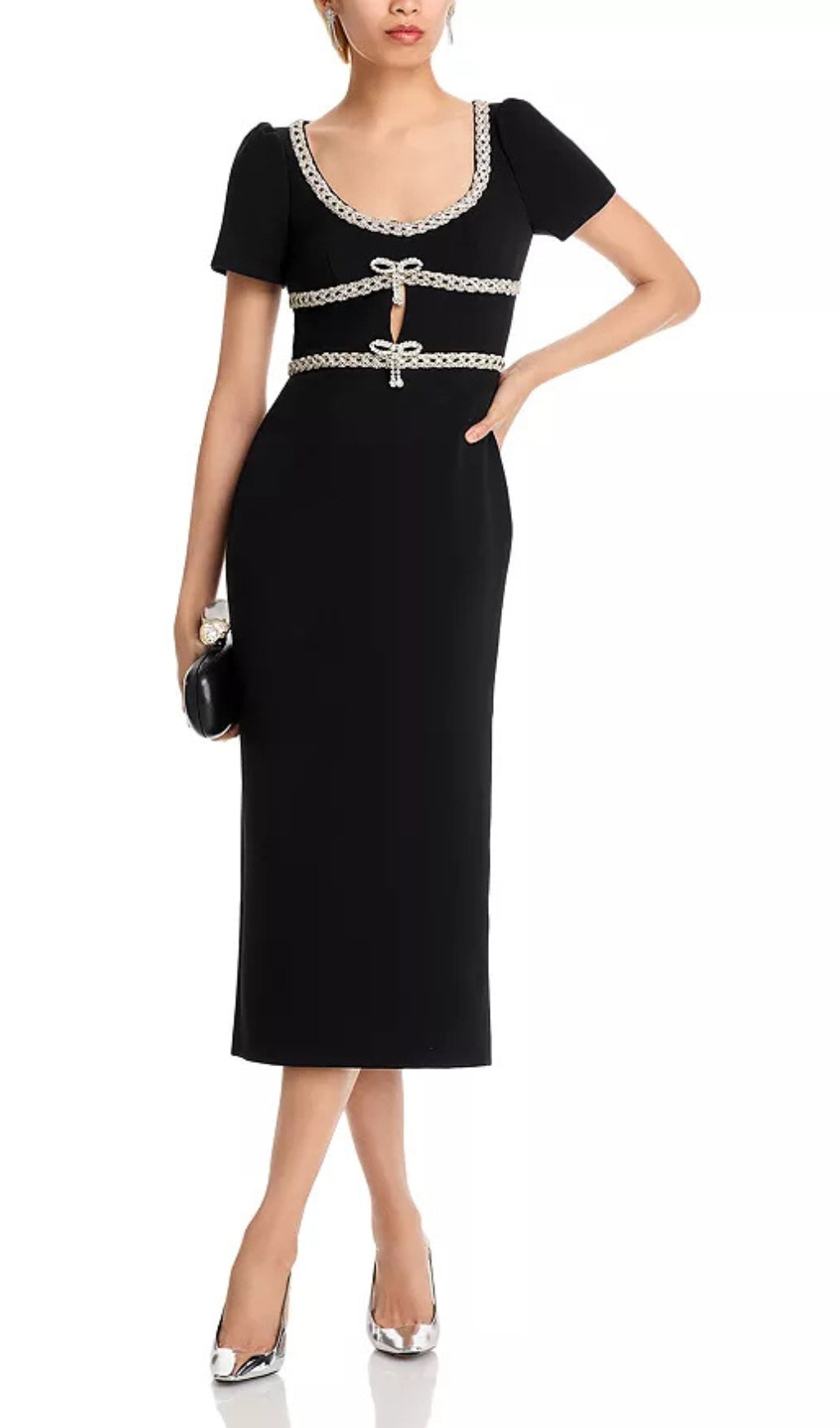 Flowering Girl Women Crepe Diamante Midi Dress