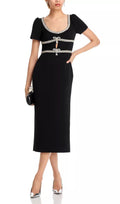 Flowering Girl Women Crepe Diamante Midi Dress