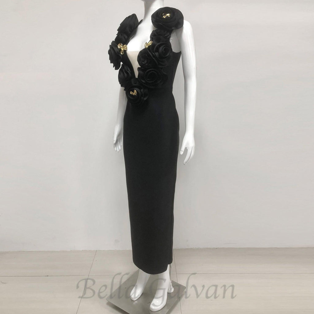 Flowering Girl Women ruffled top with gold accents maxi dress