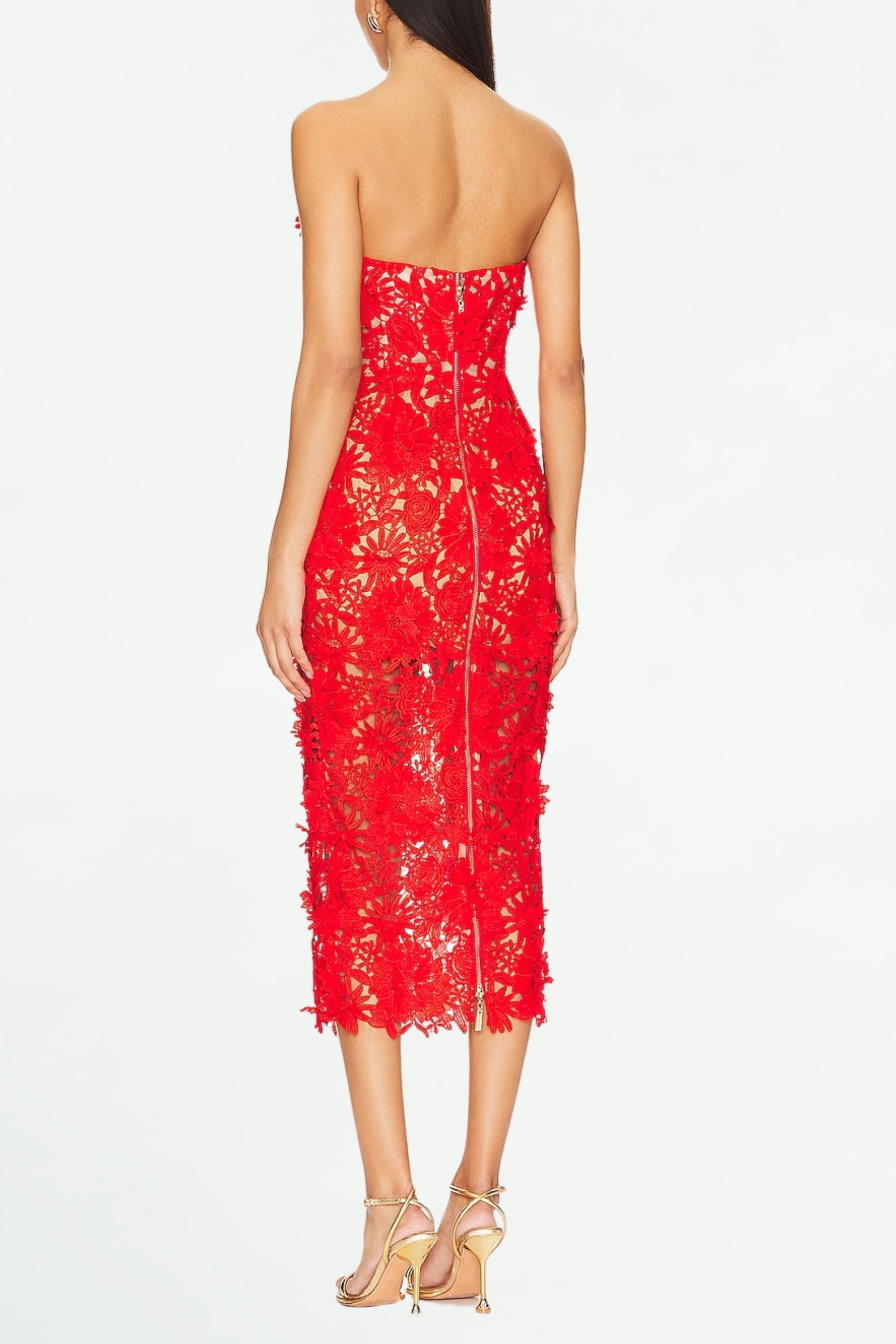 Flowering Girl Women Off-Shoulder Floral Midi Dress In Red