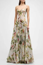 Flowering Girl Women Multicolor Floral Print Fauna Gazar Gown