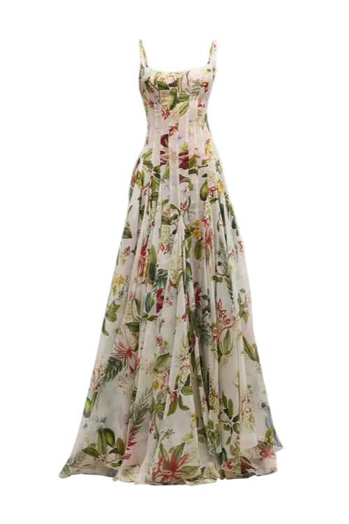 Flowering Girl Women Multicolor Floral Print Fauna Gazar Gown