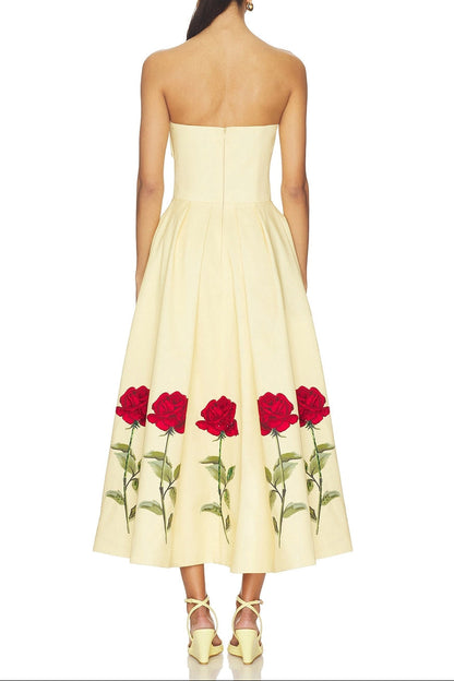 leona Satin Floral print Off-Shoulder Midi Dress