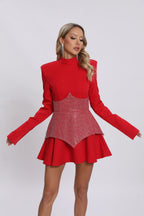 Flowering Girl Women Keilani Red Long Sleeve Mini Bodysuit
