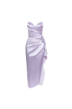Flowering Girl Women Strapless Ruffle Midi Dress In Purple