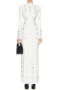 Clara Embellished Stretch-Jersey Maxi Dress In White